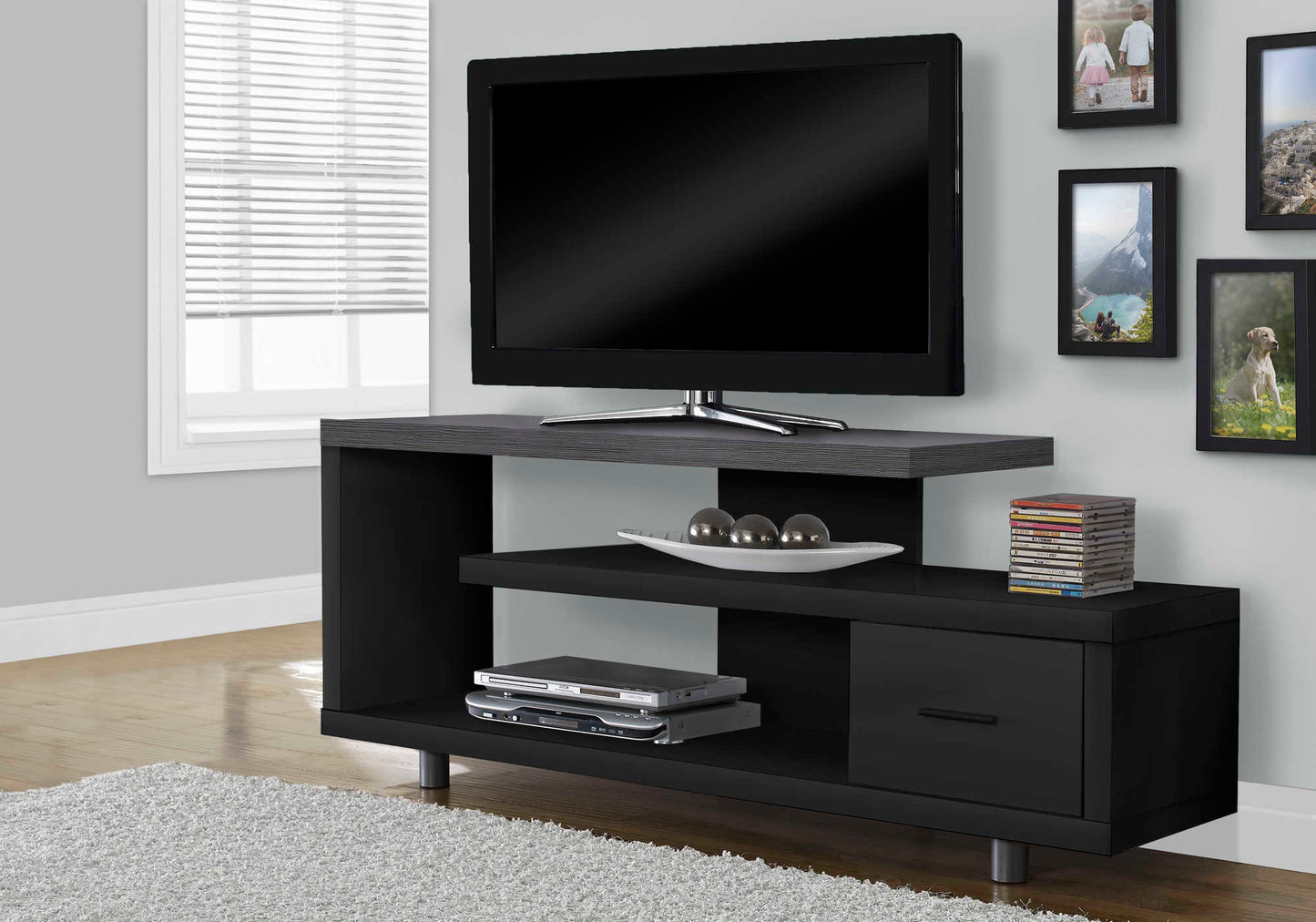 Monarch Specialties Tv Stand, 60 Inch, Media Entertainment Center, Contemporary, Modern