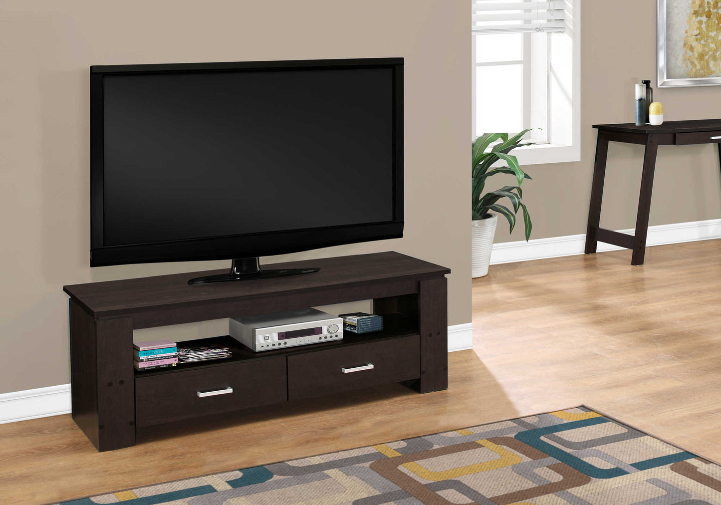 Monarch Specialties Tv Stand, 48 Inch, Media Entertainment Center, Contemporary, Modern