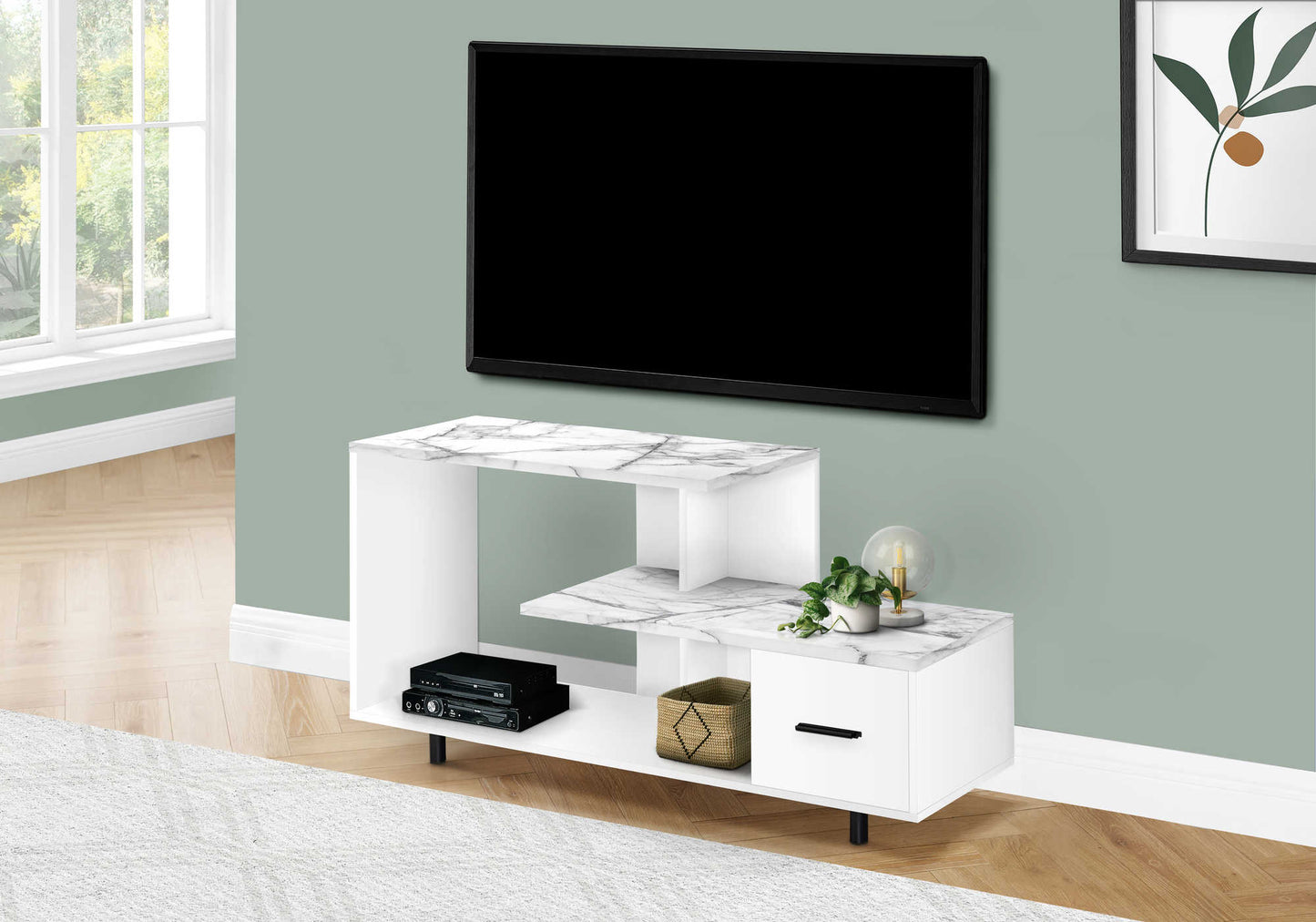 Monarch Specialties Tv Stand, 48 Inch, Console, Media Entertainment Center, Contemporary, Modern