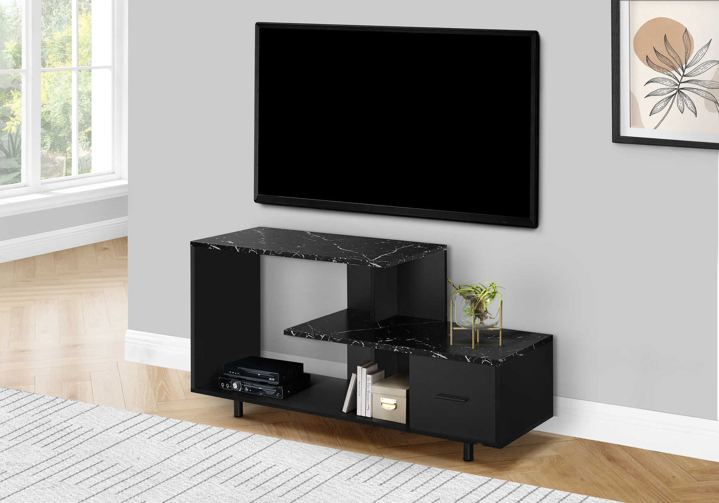 Monarch Specialties Tv Stand, 48 Inch, Console, Media Entertainment Center, Contemporary, Modern