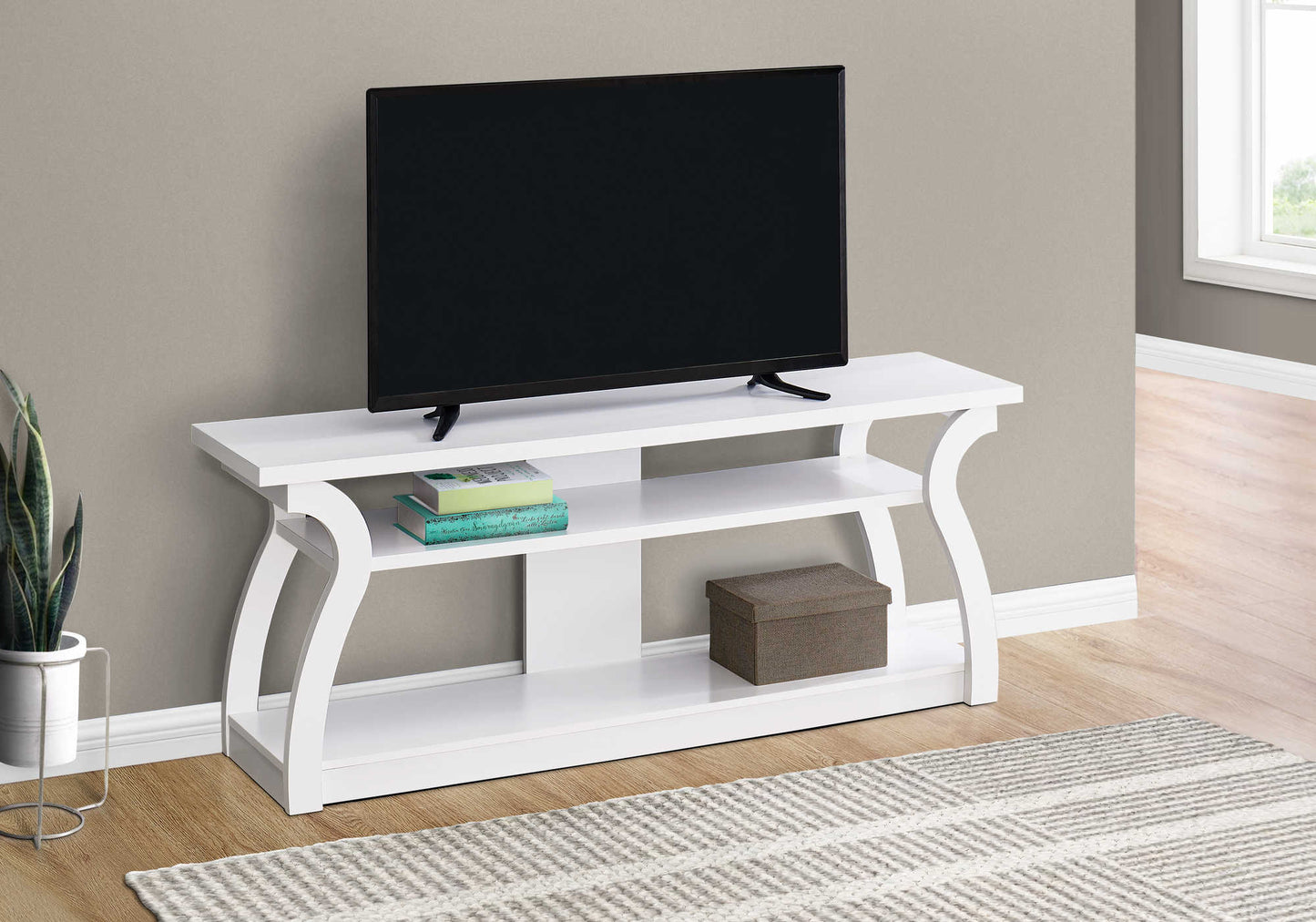 Monarch Specialties Tv Stand, 60 Inch, Console, Media Entertainment Center, Contemporary, Modern