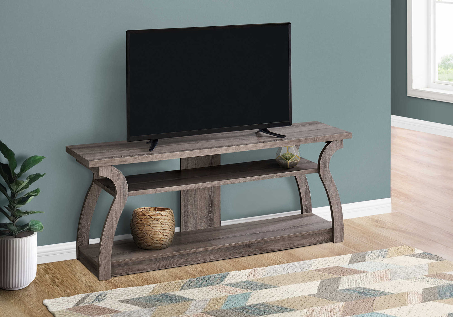 Monarch Specialties Tv Stand, 60 Inch, Console, Media Entertainment Center, Contemporary, Modern