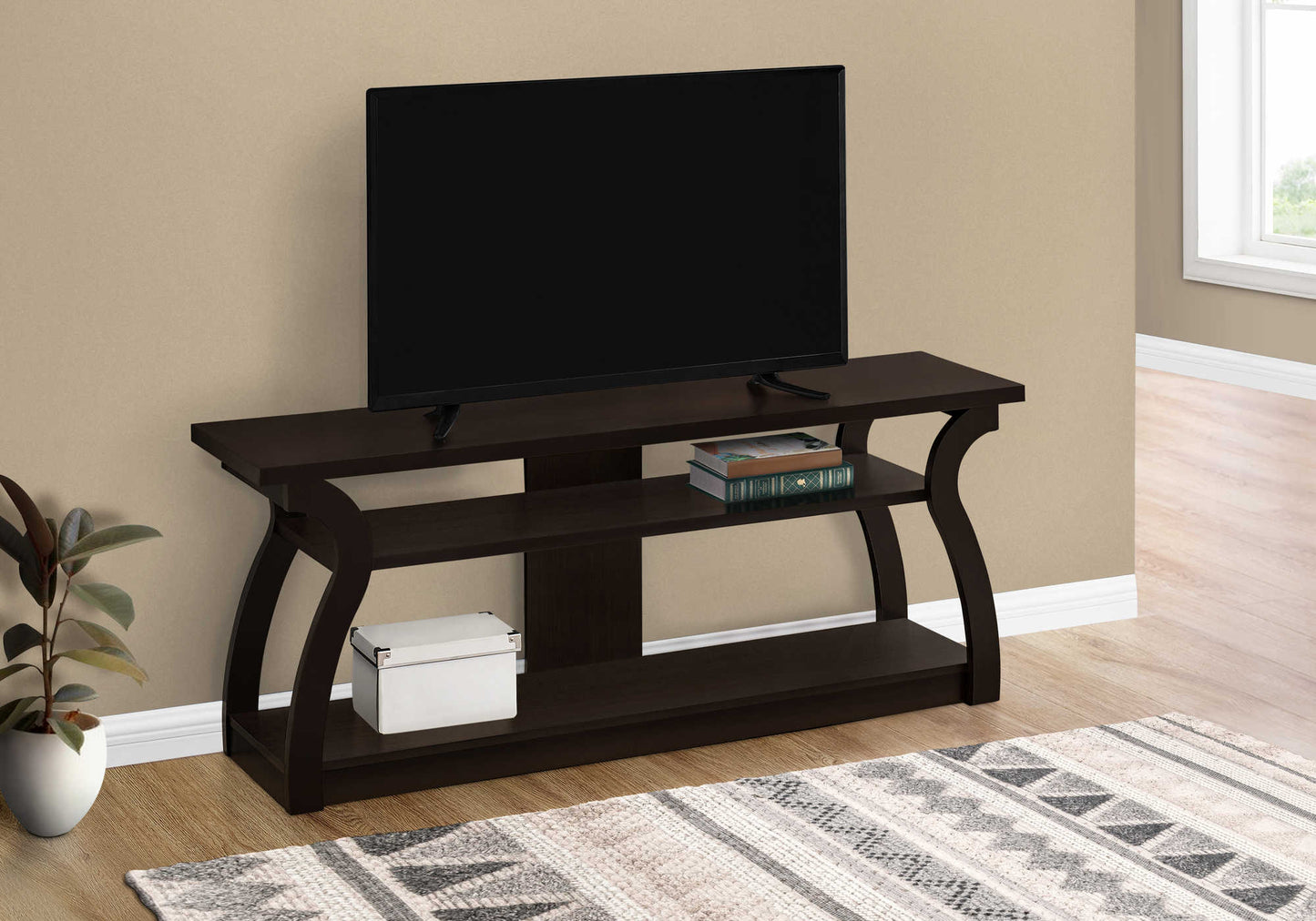 Monarch Specialties Tv Stand, 60 Inch, Console, Media Entertainment Center, Contemporary, Modern