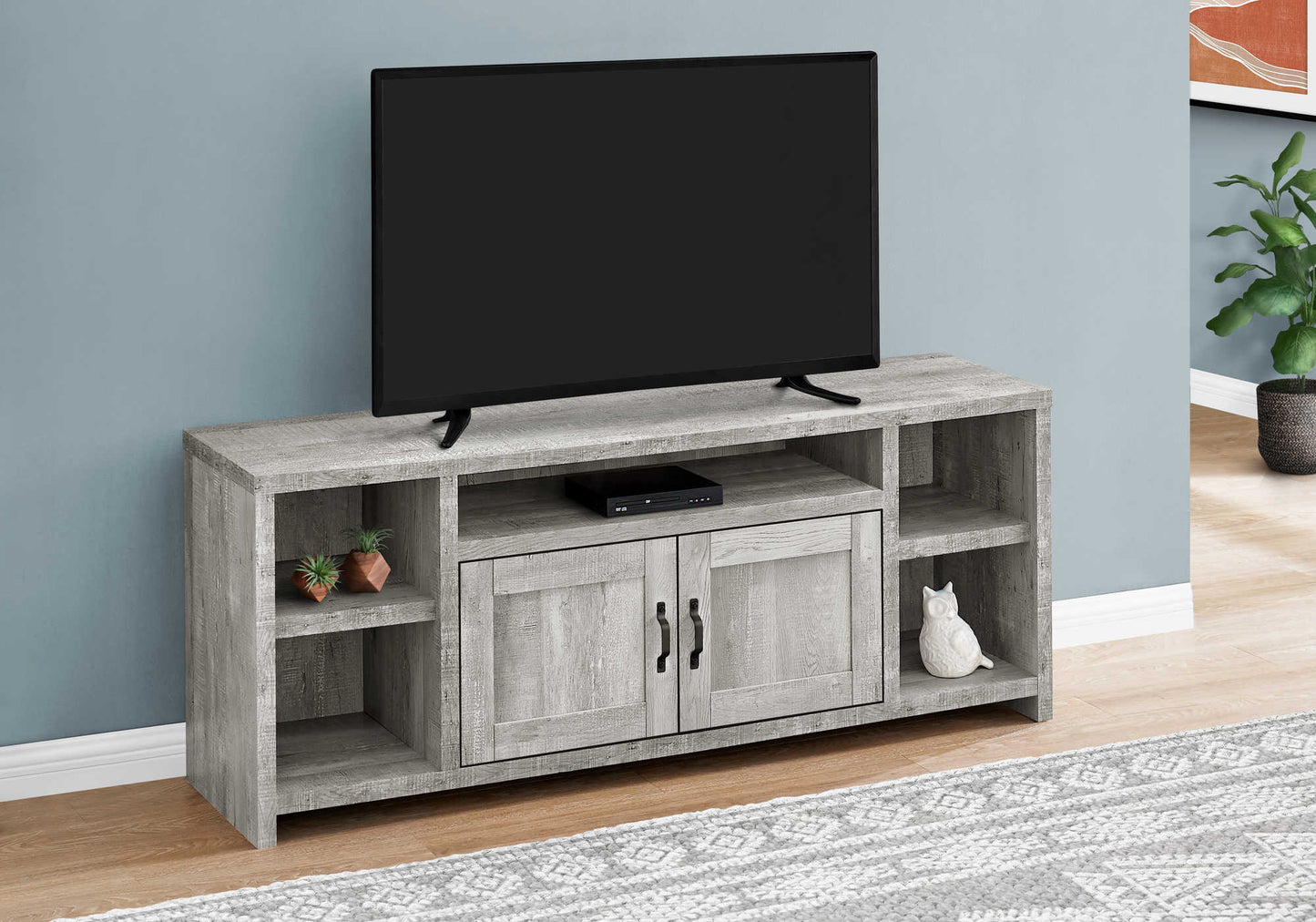 Monarch Specialties Tv Stand, 60 Inch, Media Entertainment Center, Storage Cabinet, Transitional