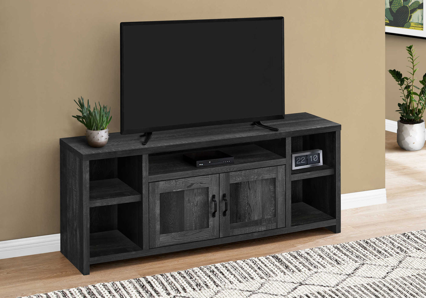 Monarch Specialties Tv Stand, 60 Inch, Media Entertainment Center, Storage Cabinet, Transitional