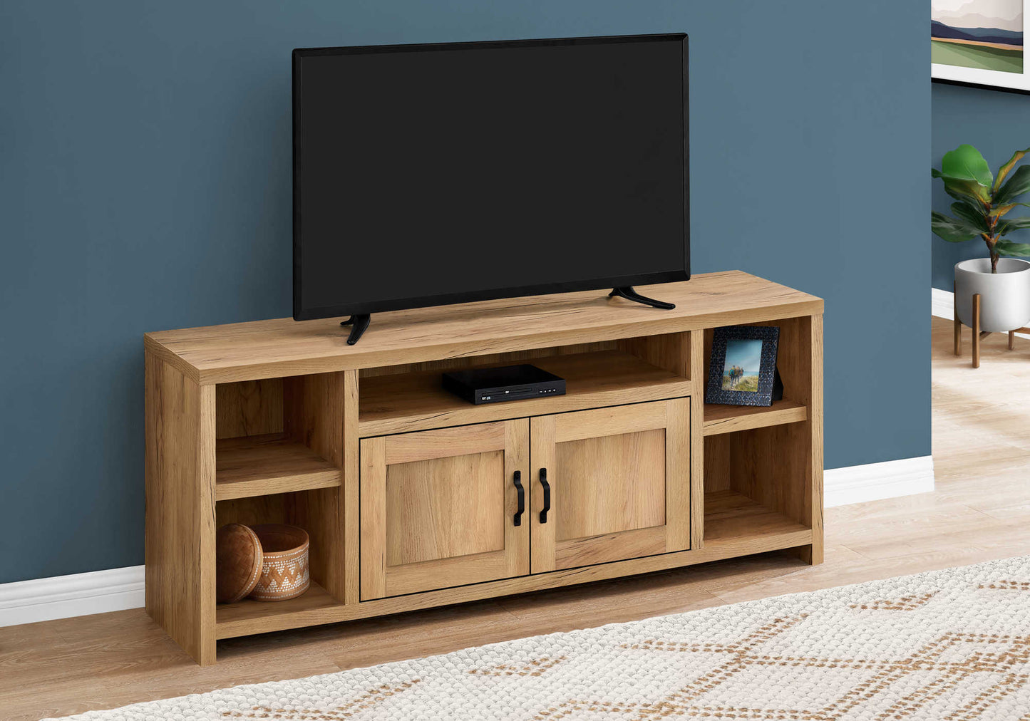 Monarch Specialties Tv Stand, 60 Inch, Media Entertainment Center, Storage Cabinet, Transitional