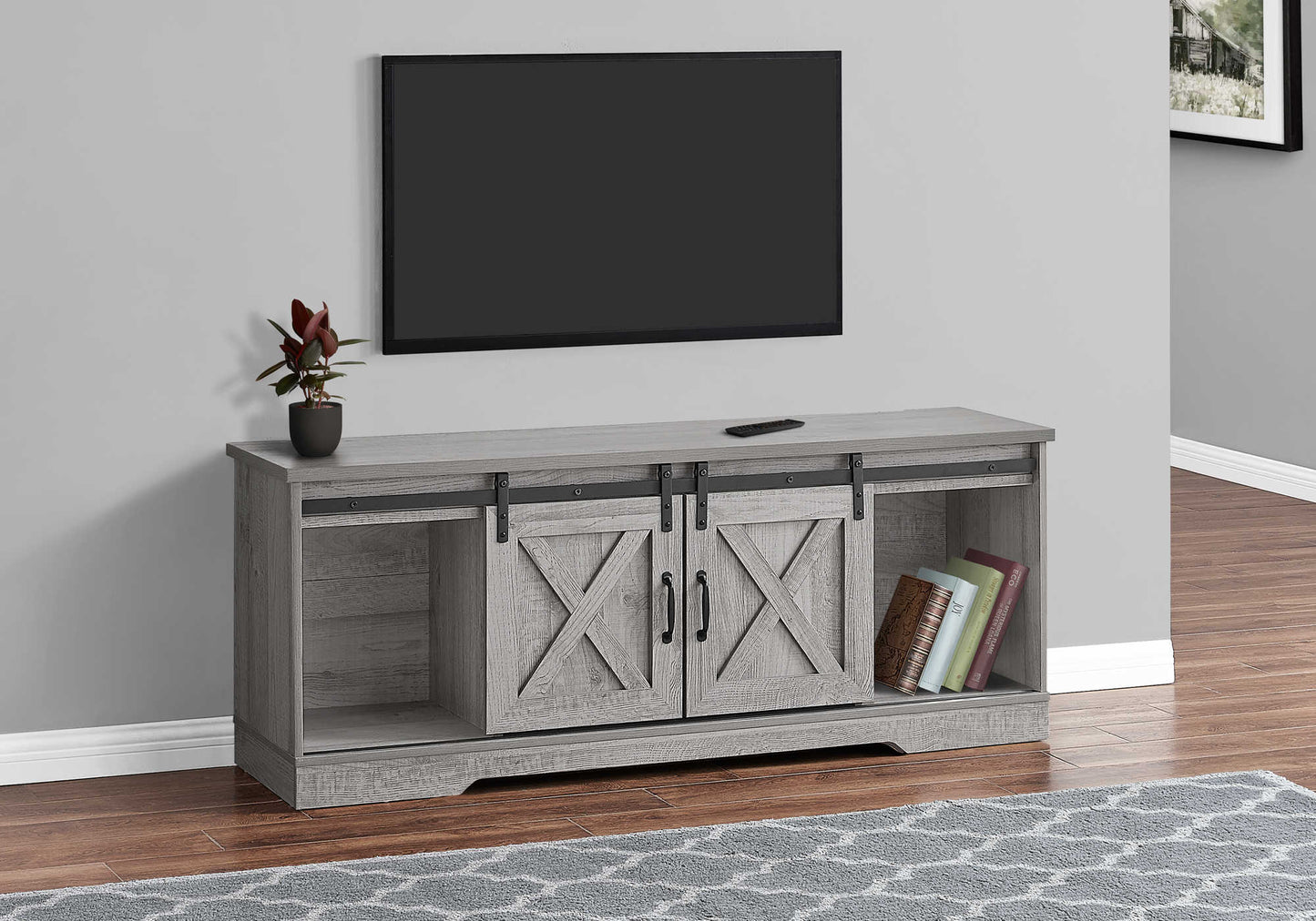 Monarch Specialties Tv Stand, 60 Inch, Console, Media Entertainment Center, Storage Cabinet, Transitional