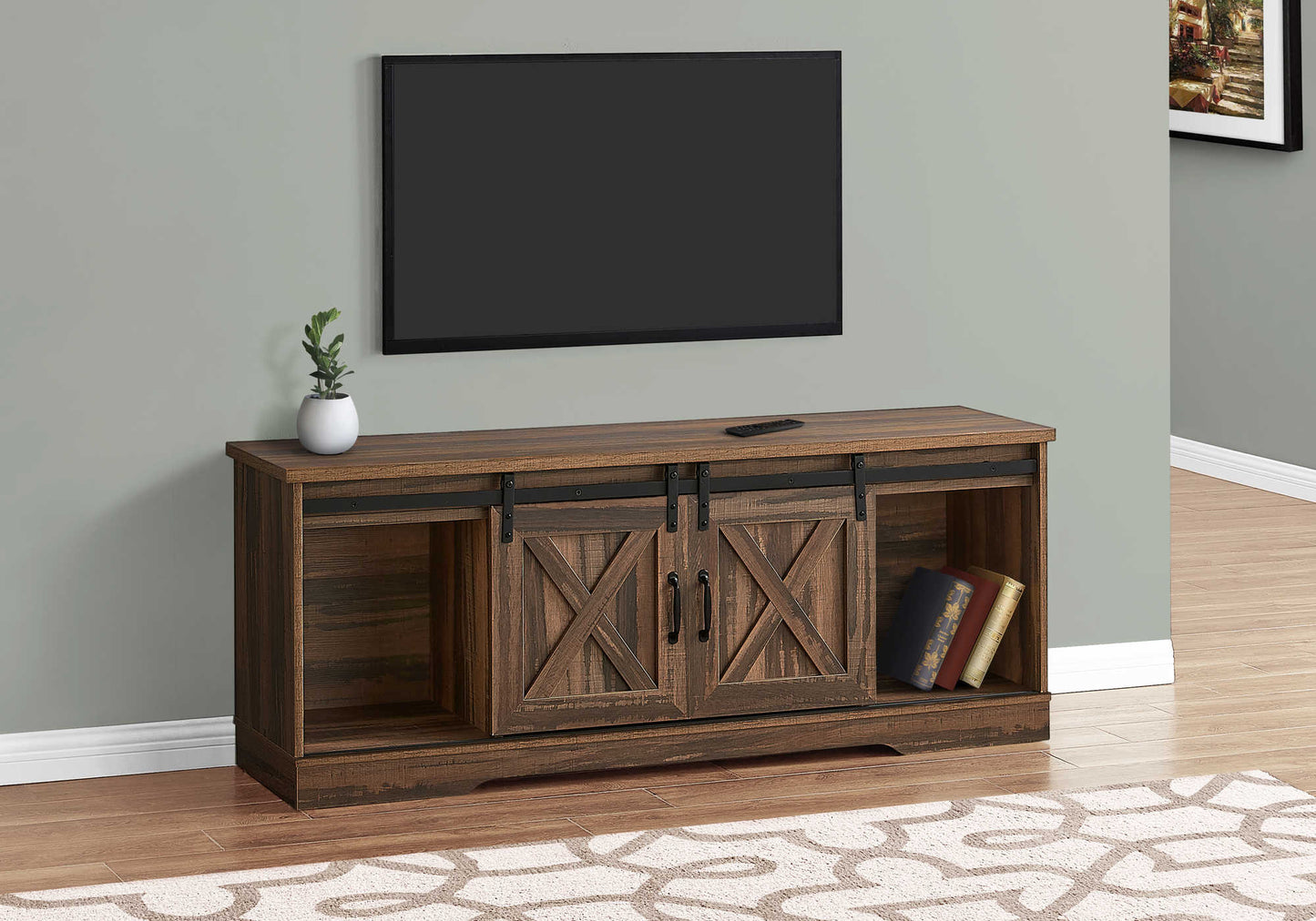 Monarch Specialties Tv Stand, 60 Inch, Console, Media Entertainment Center, Storage Cabinet, Transitional