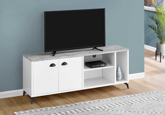 Monarch Specialties Tv Stand, 60 Inch, Console, Media Entertainment Center, Storage Cabinet, Grey Metal, Contemporary, Modern