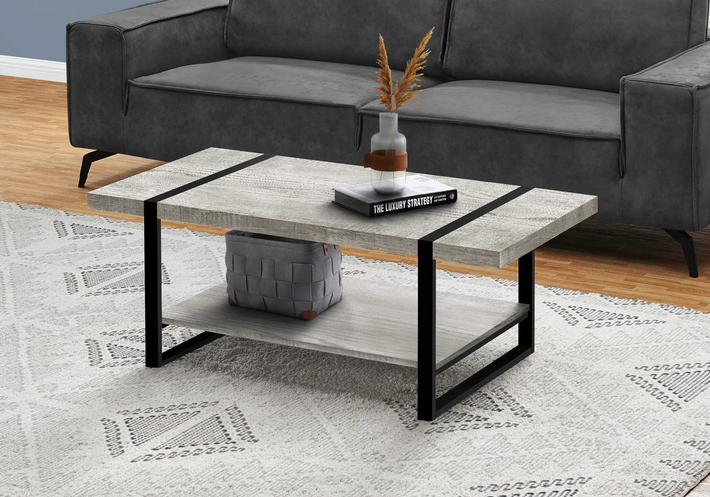 Monarch Specialties Coffee Table, Accent, Rectangular, 48"L, Black Metal, Contemporary, Modern