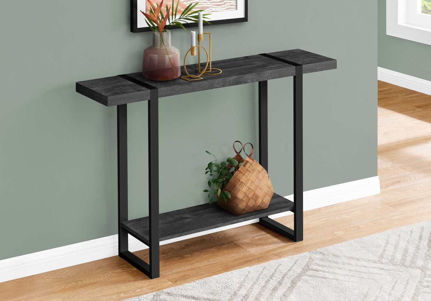 Monarch Specialties Accent Table, Console, Entryway, Narrow, Black Metal, Contemporary, Modern