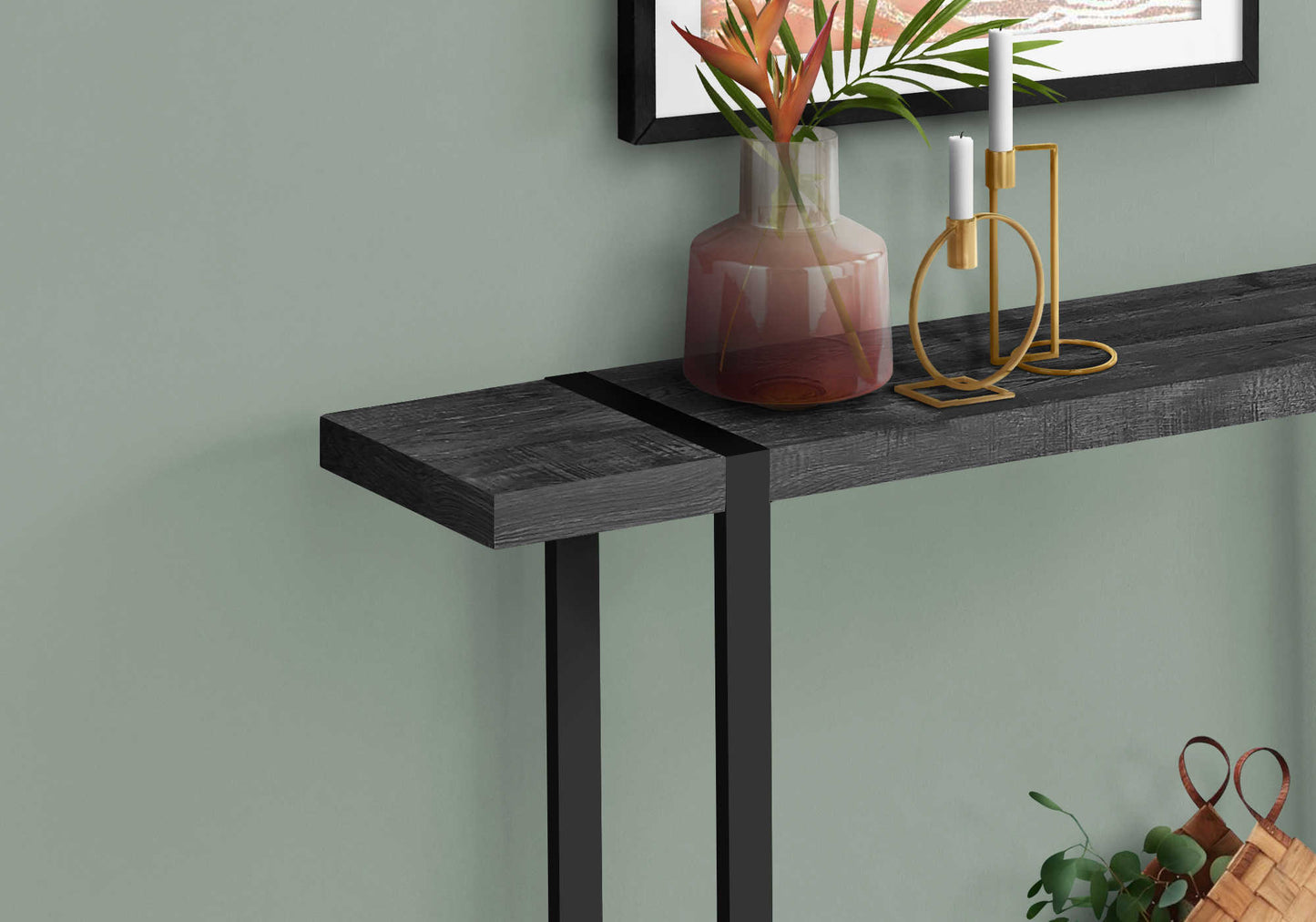 Monarch Specialties Accent Table, Console, Entryway, Narrow, Black Metal, Contemporary, Modern