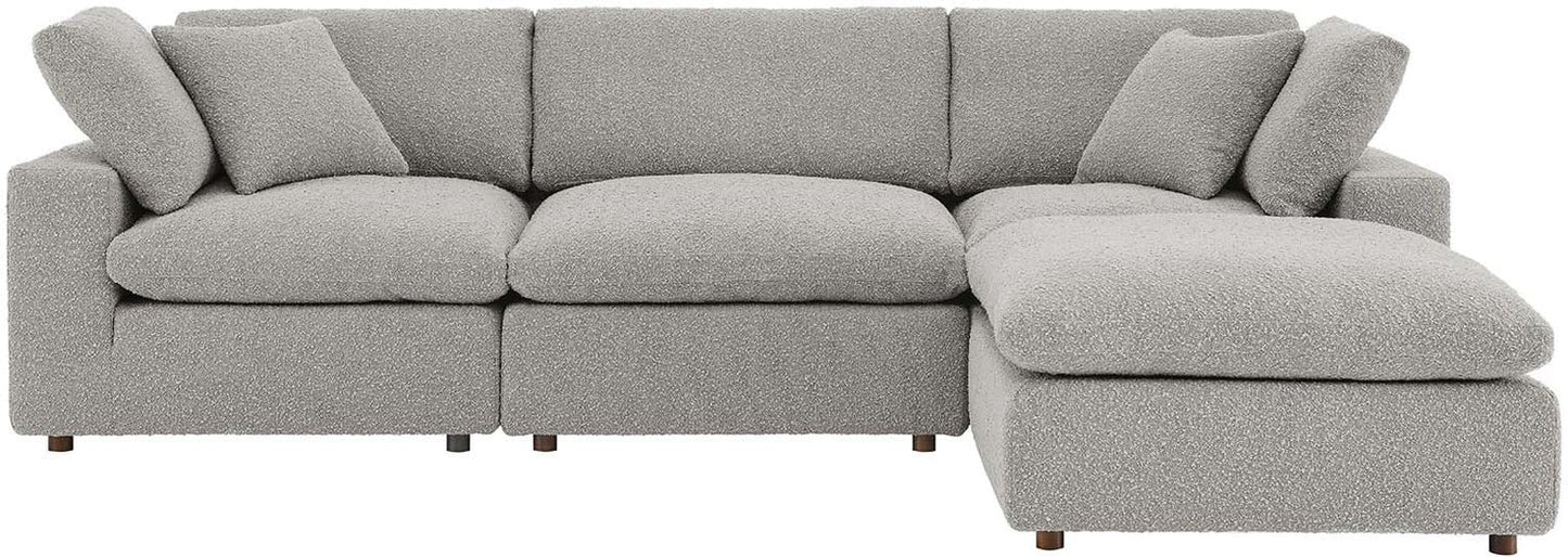 Modway Commix Down Filled Overstuffed Boucle Fabric 4-Piece Sectional Sofa