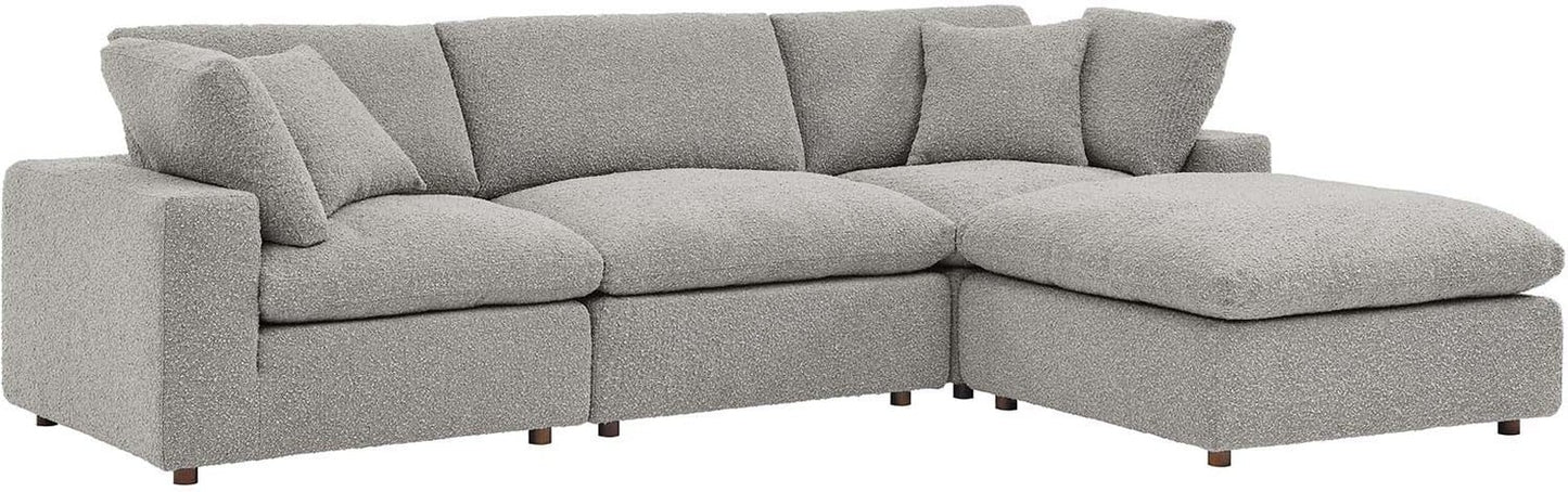 Modway Commix Down Filled Overstuffed Boucle Fabric 4-Piece Sectional Sofa