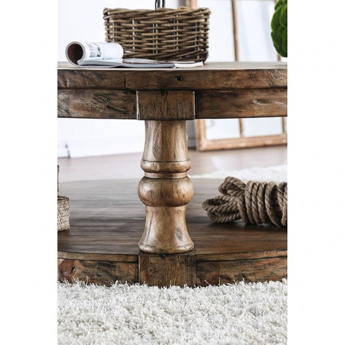 Furniture of America Cintra Rustic Tufted Cushion Top Coffee Table