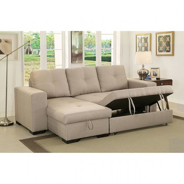 Furniture of America Dento Transitional Sleeper Storage Sectional