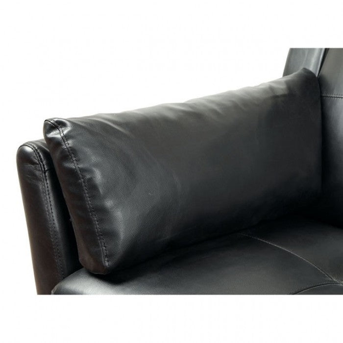 Furniture of America Noah Contemporary Faux Leather L-Shape Sectional in Black IDF-6268BK