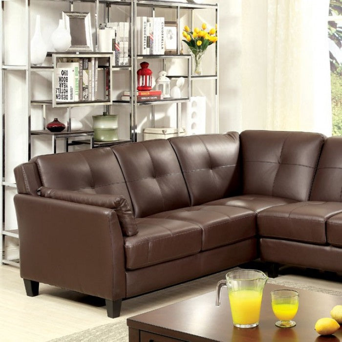 Furniture of America Noah Contemporary Faux Leather L-Shape Sectional in Black IDF-6268BK