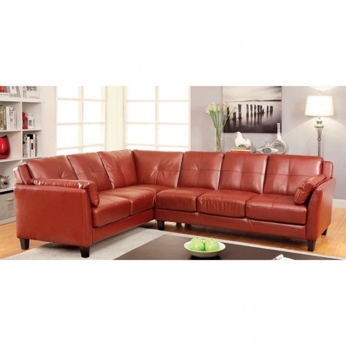 Furniture of America Noah Contemporary Faux Leather L-Shape Sectional in Black IDF-6268BK