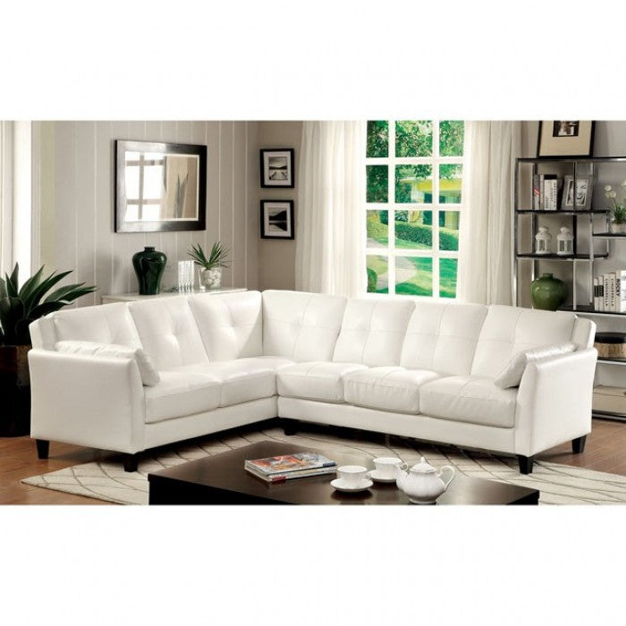 Furniture of America Noah Contemporary Faux Leather L-Shape Sectional in Black IDF-6268BK