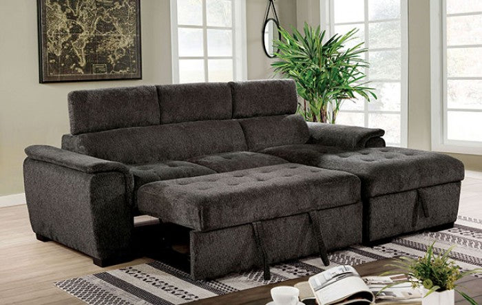 Furniture of America Patt Contemporary Adjustable Headrest Sectional