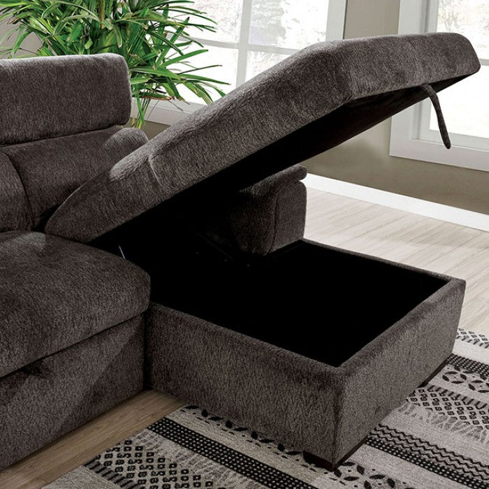 Furniture of America Patt Contemporary Adjustable Headrest Sectional