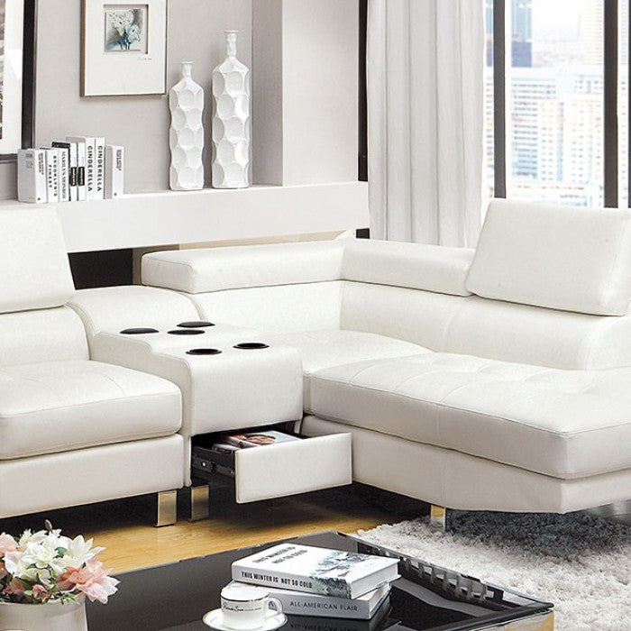 Furniture of America Aster Contemporary Faux Leather L-Shape Sectional