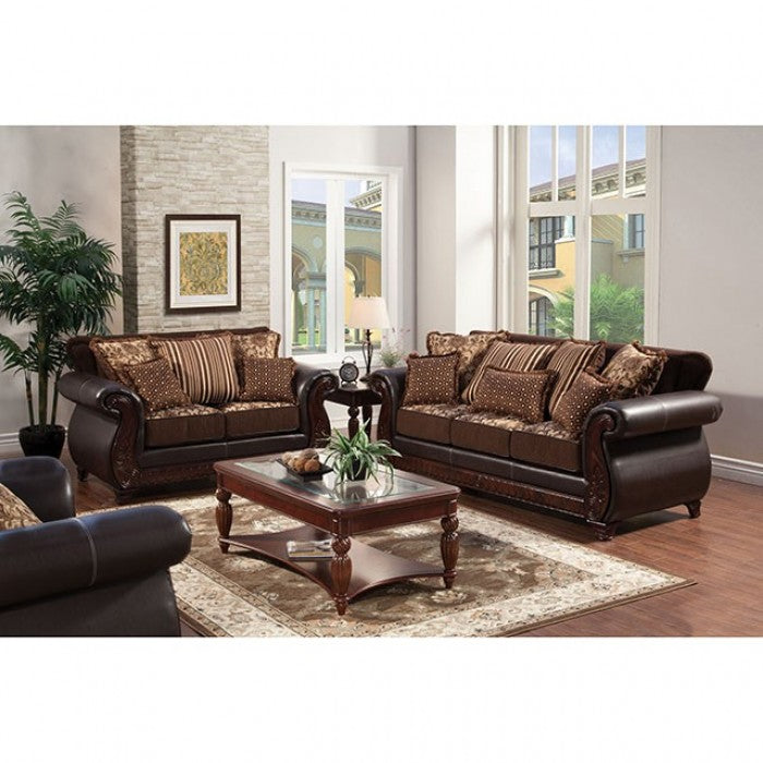 Furniture of America Drala Traditional Faux Leather Sofa