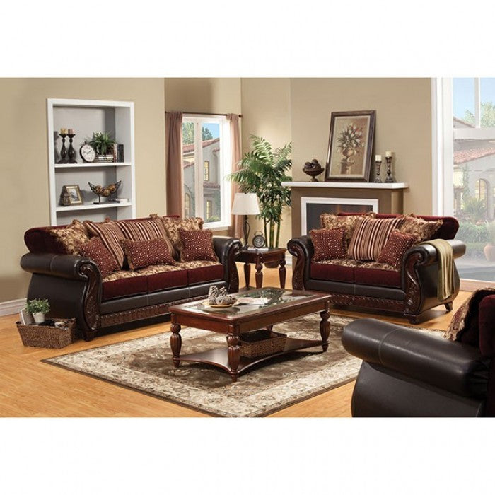 Furniture of America Drala Traditional Faux Leather Sofa