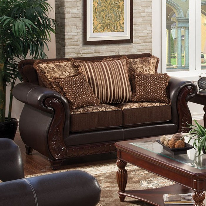 Furniture of America Drala Traditional Faux Leather Upholstered Loveseat