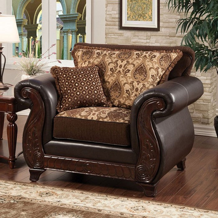 Furniture of America Drala Traditional Faux Leather Arm Chair