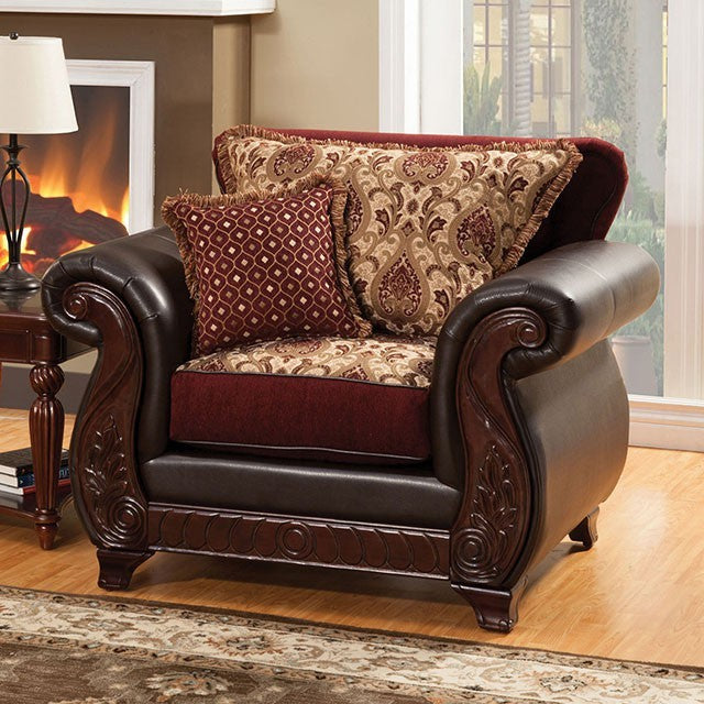 Furniture of America Drala Traditional Faux Leather Arm Chair