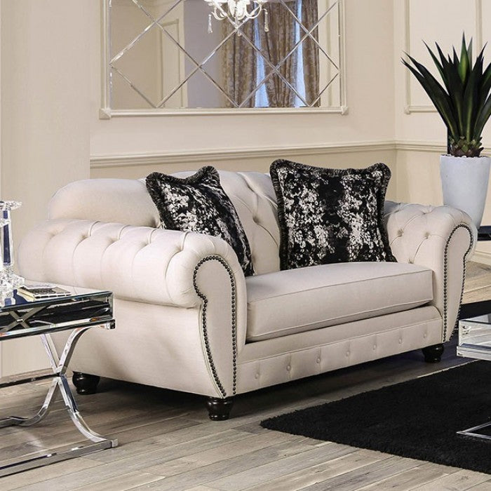 Furniture of America Oscar Transitional Button Tufted Loveseat