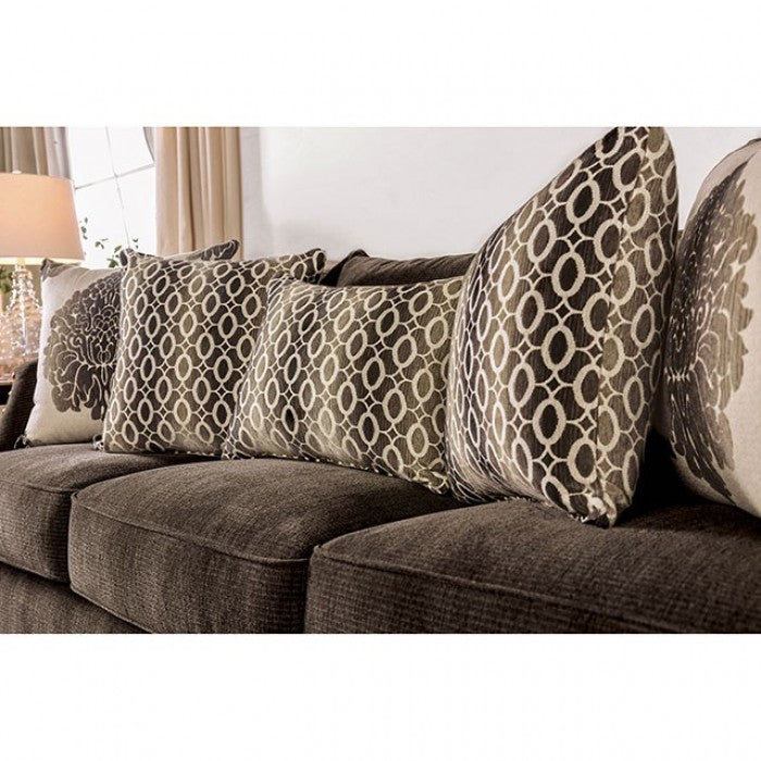 Furniture of America Quinley Contemporary Chenille Nailhead Trim Loveseat