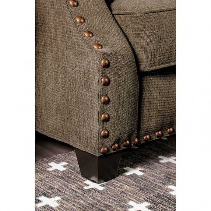 Furniture of America Quinley Contemporary Chenille Nailhead Trim Loveseat