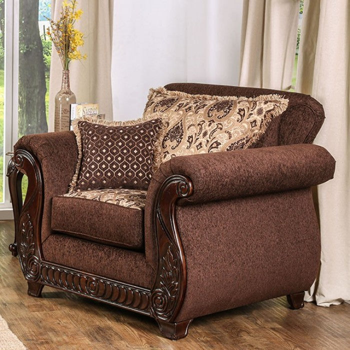 Furniture of America Merzen Traditional Fabric Upholstered Arm Chair