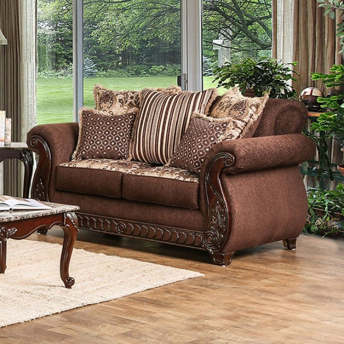 Furniture of America Merzen Traditional Fabric Upholstered Loveseat