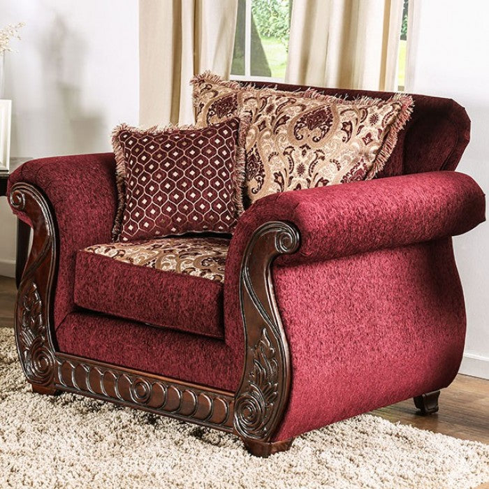 Furniture of America Merzen Traditional Fabric Upholstered Arm Chair