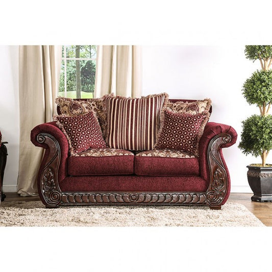 Furniture of America Merzen Traditional Fabric Upholstered Loveseat