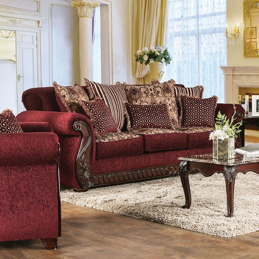 Furniture of America Merzen Traditional Fabric Upholstered Sofa