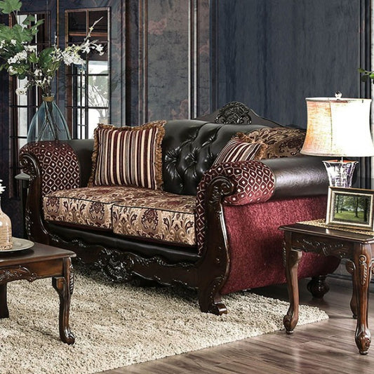 Furniture of America Azzar Traditional Faux Leather Tufted Loveseat