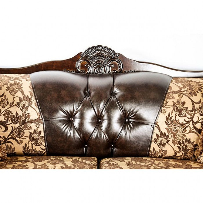 Furniture of America Azzar Traditional Faux Leather Tufted Loveseat