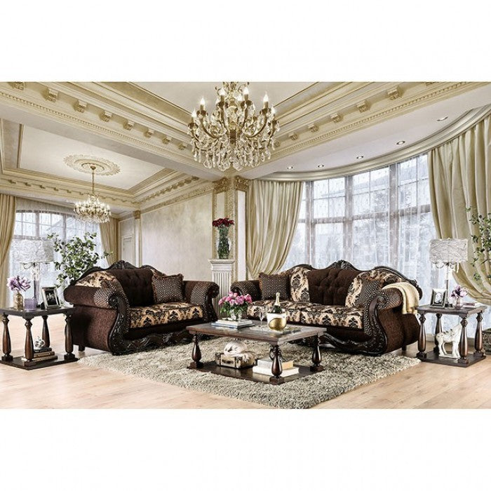 Furniture of America Huan Traditional Rolled Arms Loveseat