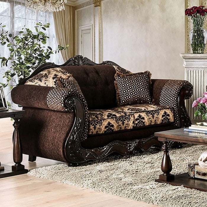 Furniture of America Huan Traditional Rolled Arms Loveseat